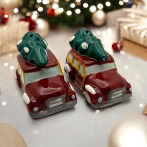 Woody Auto and Christmas Tree Salt & Pepper Shaker Set - Boston Warehouse